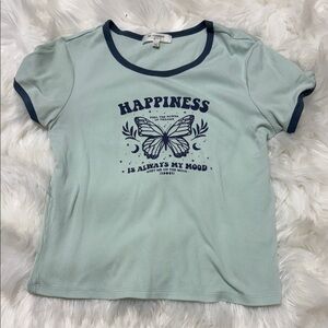 Mint Green Tee with Butterfly Design B4